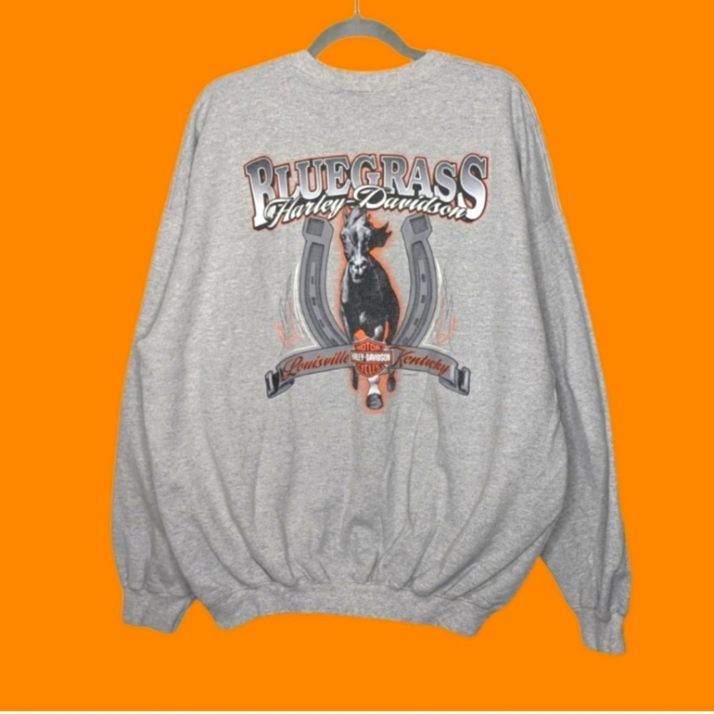 Harley Davidson Double Sided Crewneck Sweatshirt Pullover Horse Kentucky